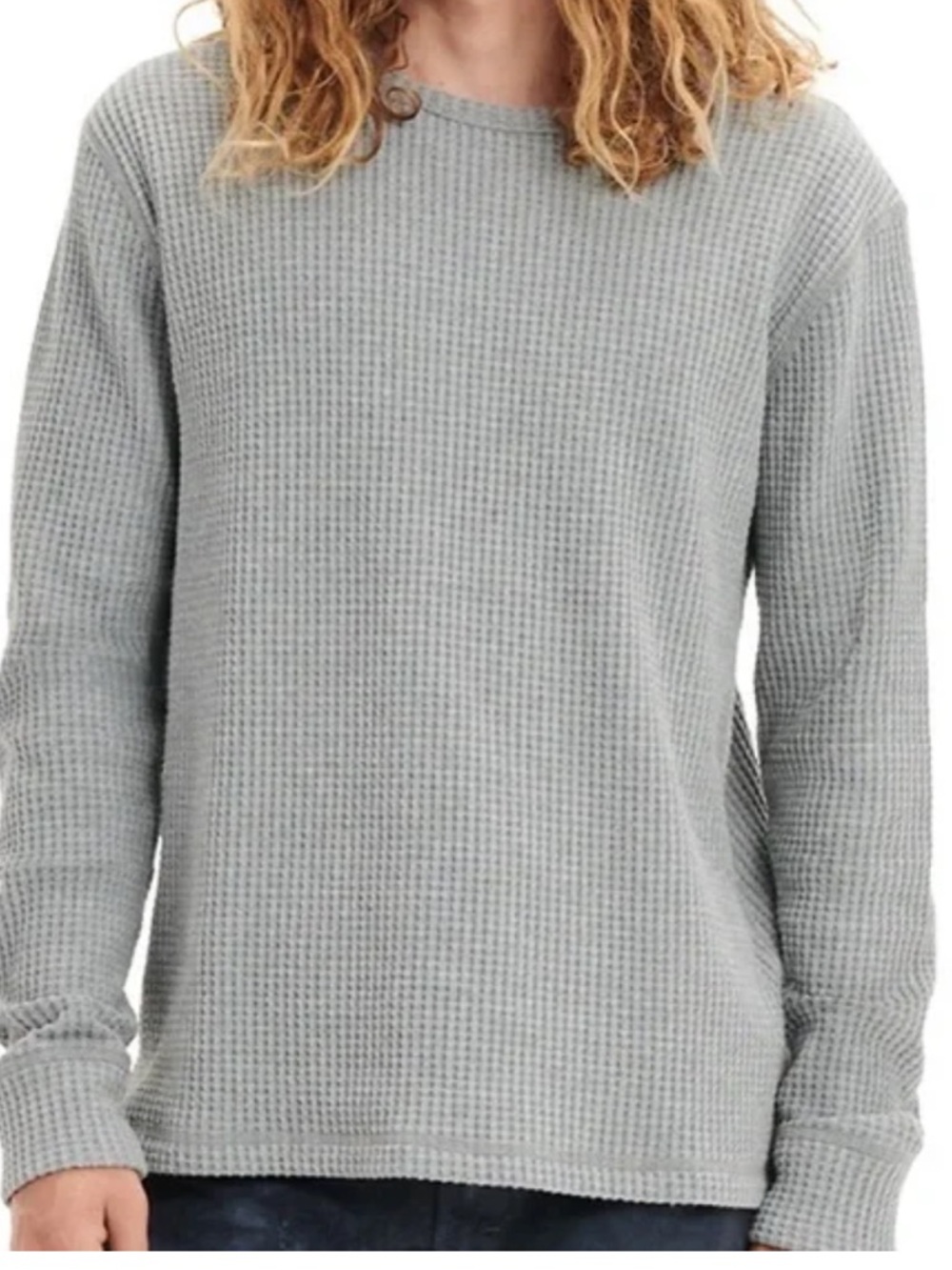 UGG Men's Light Gray Waffle-Knit Long Sleeve Henley L